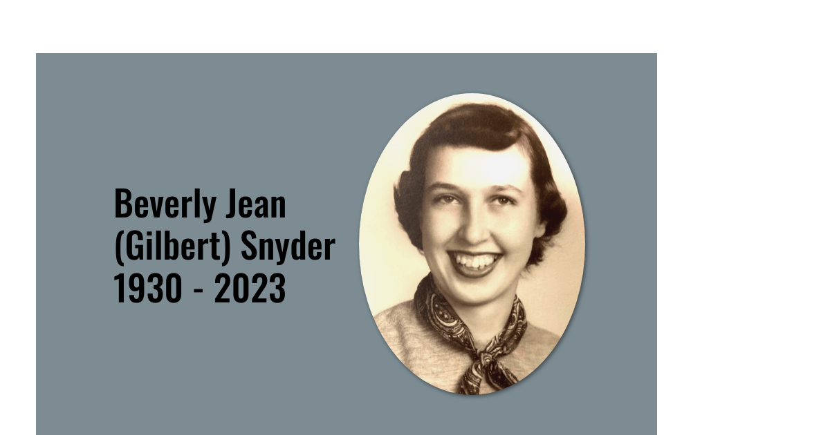 Beverly Jean (Gilbert) Snyder,