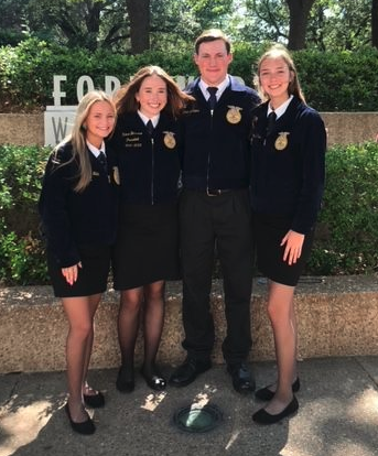 Students who competed at state in the Senior Ag Quiz Bowl. L to R: Keeley Webb, Reese Bassano, Ethan Adams, and Aubree Phillips